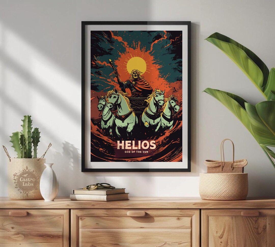Helios God Poster, Greek God Helios, God of the Sun, Greek Mythology ...