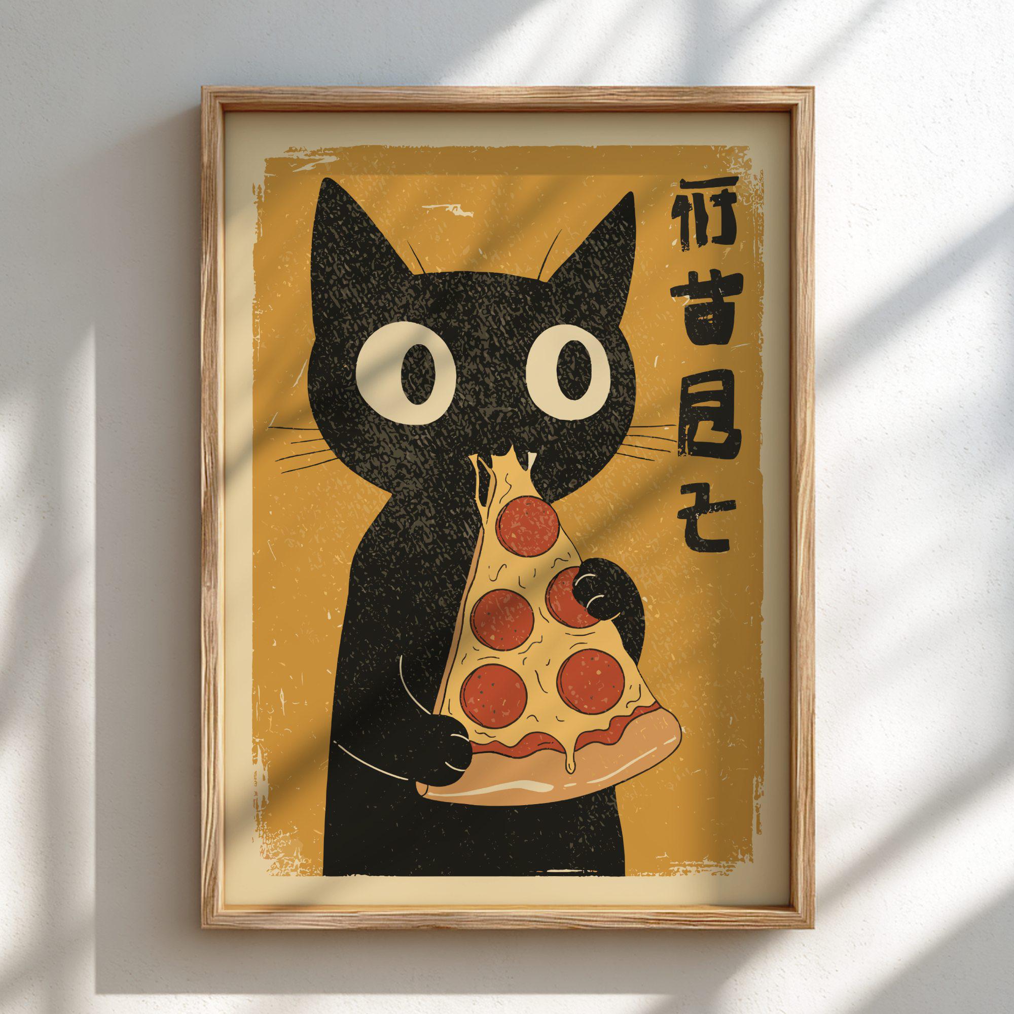 ピザを食べる猫 - Etsy 日本