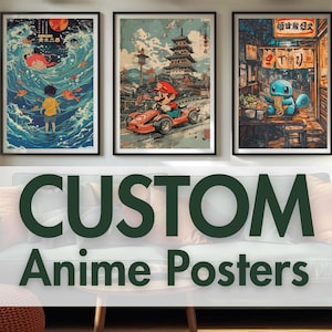 Pôsteres de anime personalizados – Arte de parede personalizada | Arte em tela de anime | Tela emoldurada de anime | Impressões de anime de mangá | Arte de parede de anime | Arte personalizada