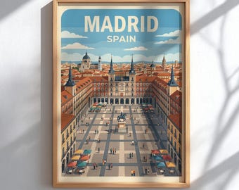 Madrid Spain Travel Poster - European City Wall Decor
