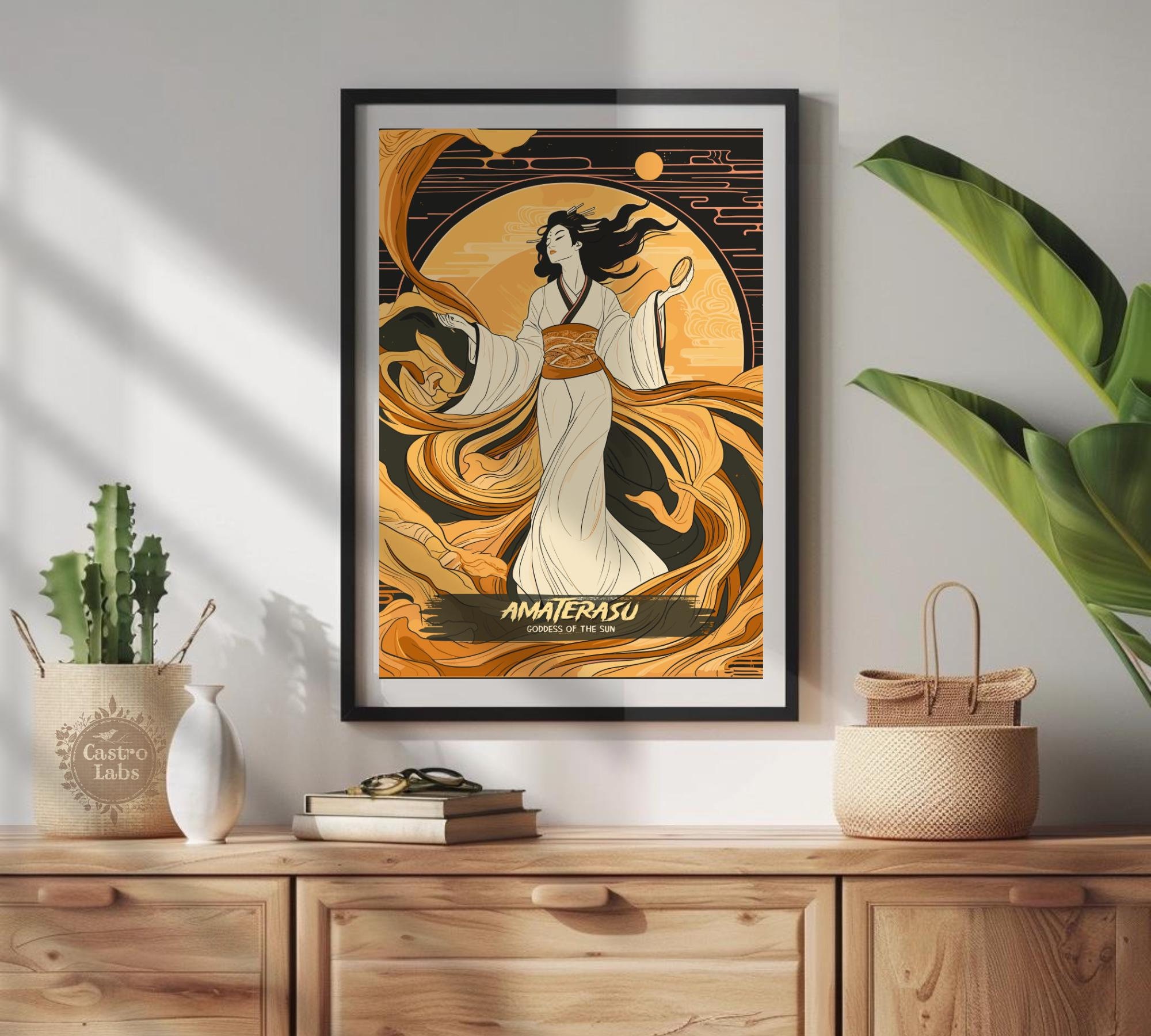 Amaterasu Print: Japanese Mythology Art, Goddess of the Sun - Etsy, image size:2000x1800