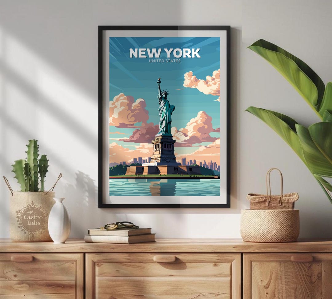 Statue of Liberty Poster: New York Travel Art Print - Etsy
