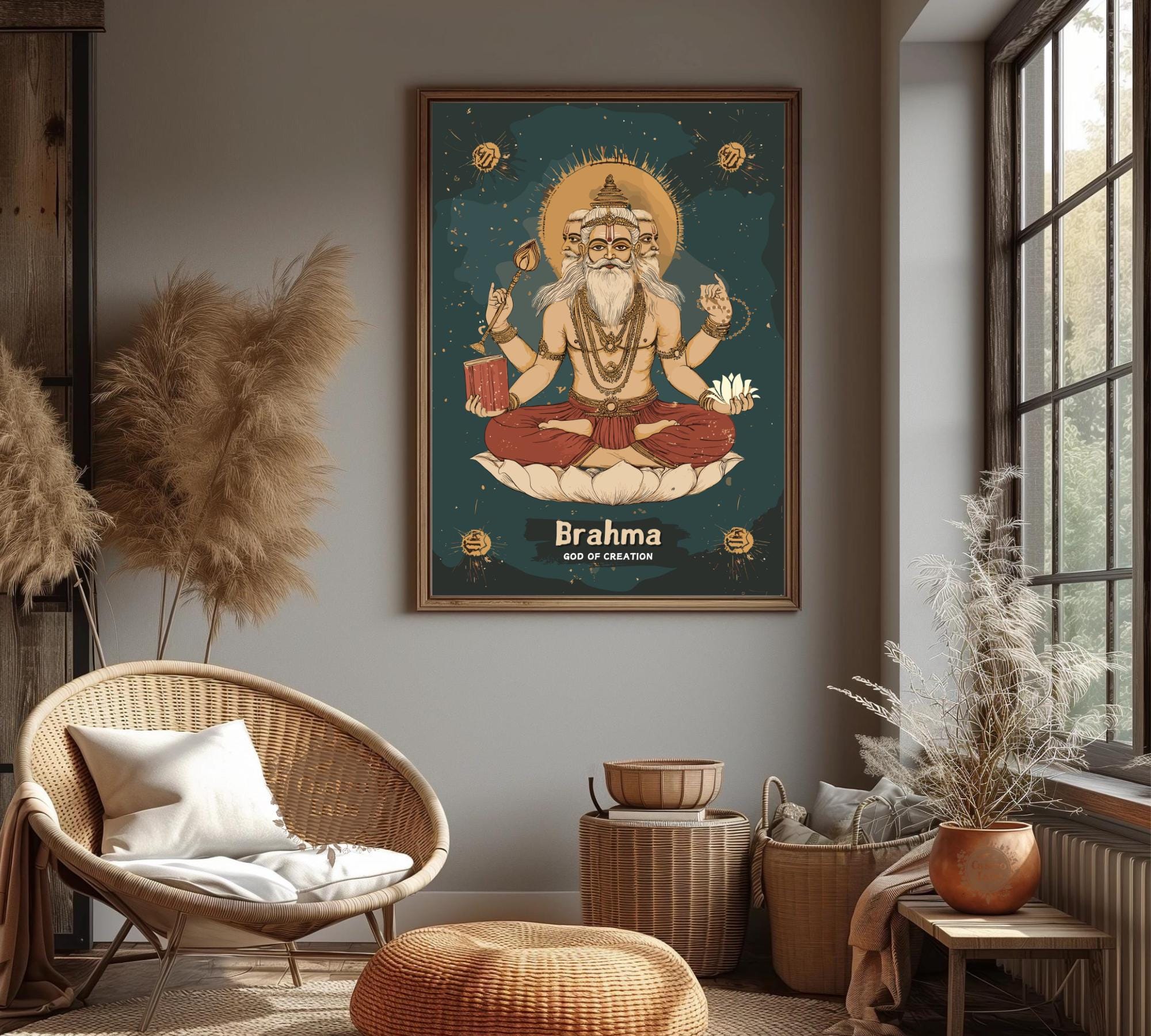 Printed God Brahma Print: Hindu God of Creation, Ancient Mythology Wall Art - Etsy