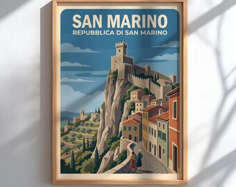 San Marino Travel Poster - Italian Hilltop City Art