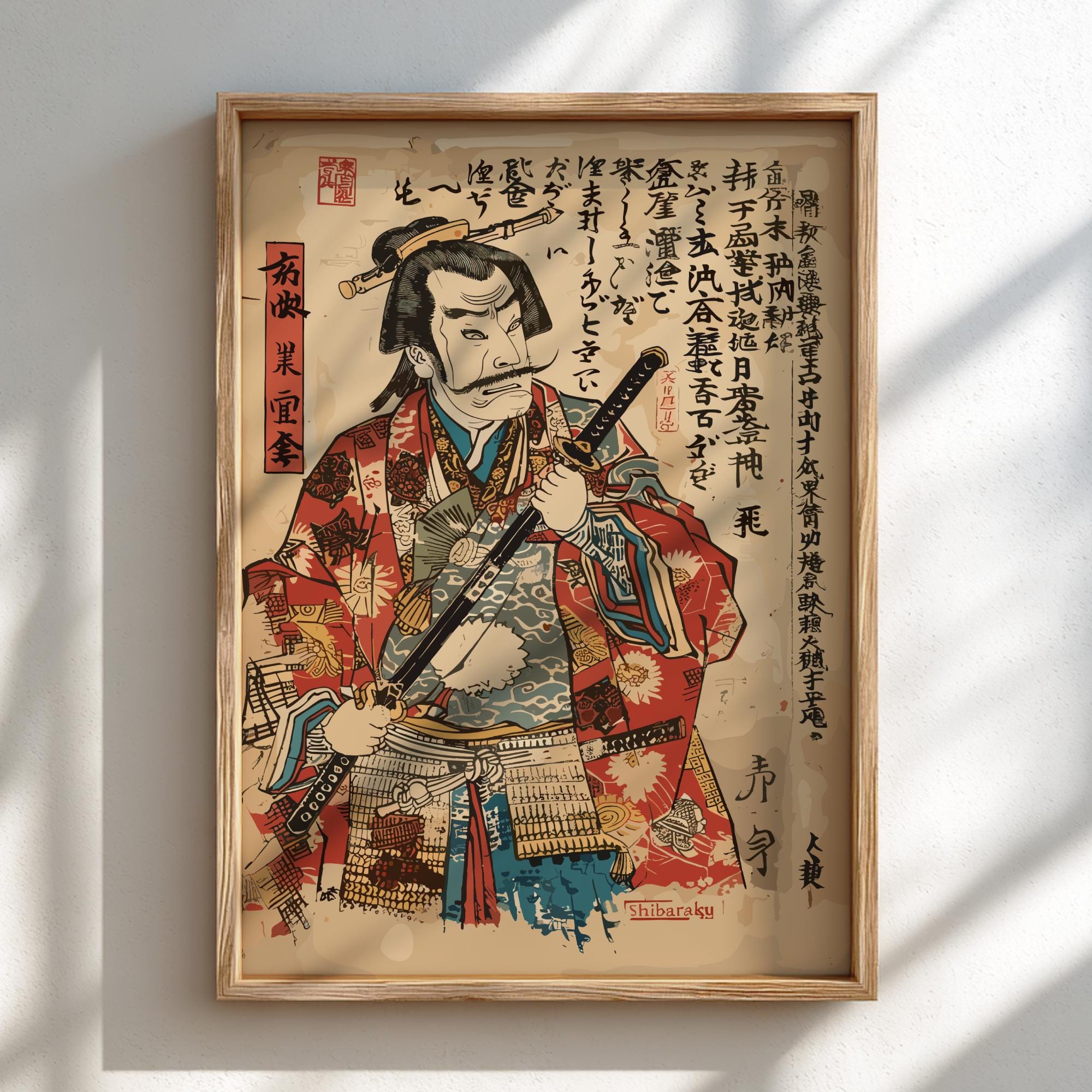 Japanese Samurai Warrior Art Print: Ukiyo-e Style Wall Decor - Etsy