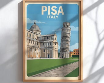 Pisa Italy Travel Poster - Vintage Style Wall Decor