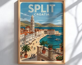Split Croatia Travel Wall Decor - Mediterranean Coast Poster