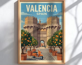 Valencia Spain Travel Poster - Mediterranean City Wall Decor