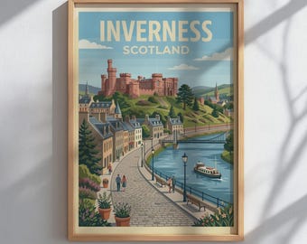 Inverness Scotland Travel Poster - Highland City Wall Art