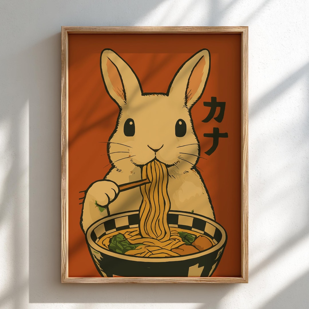 Rabbit Ramen Poster – Cute Japanese Food Illustration, Kawaii Art - Etsy