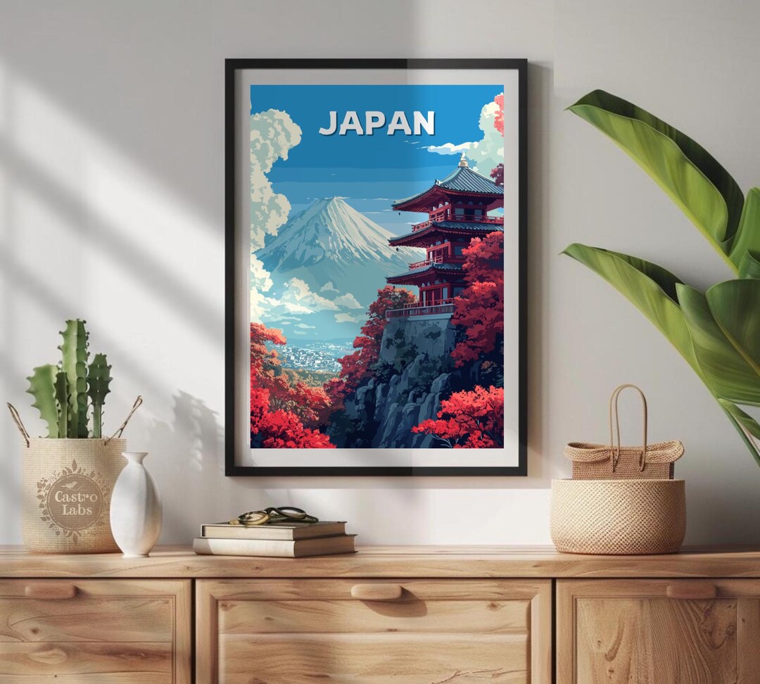Mount Fuji Japan Travel Poster: Chureito Pagoda Art Print - Etsy
