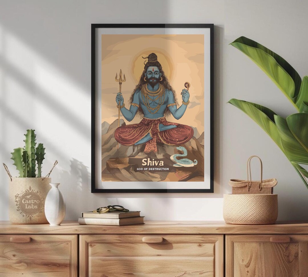 Shiva Poster: Hindu God Art Print, Spiritual Home Decor - Etsy