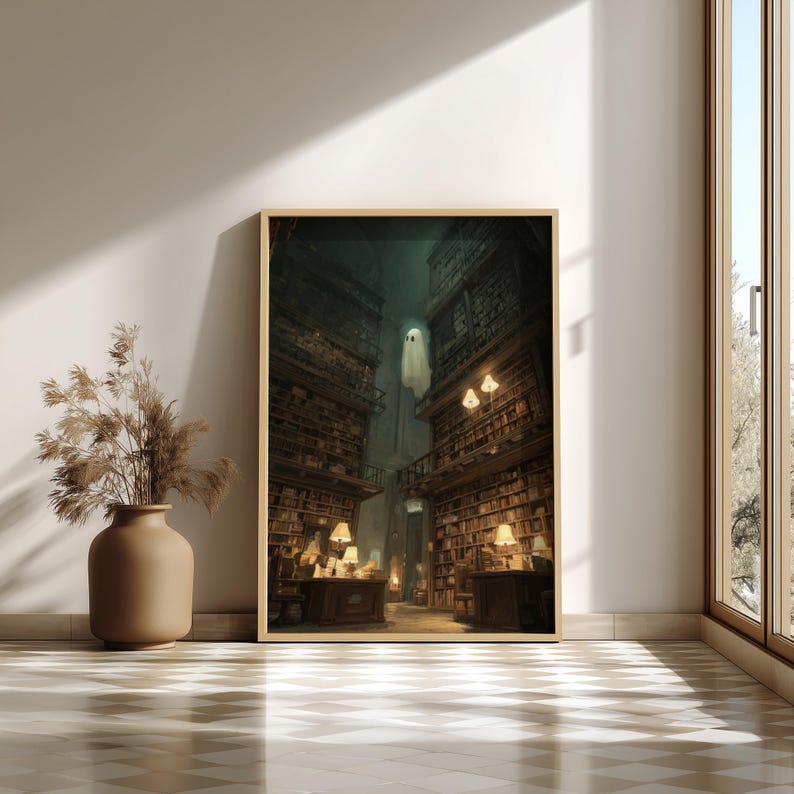 Liminal Horror Library Ghost in Library Art Print – Surreal Liminal Reading Room Decor - Etsy