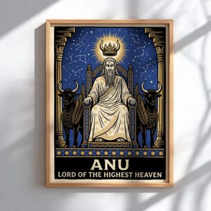 Anu Lord of the Highest Heaven Poster, Mesopotamian Sky God Wall Art, Ancient Babylonian Mythology Print, Sumerian Decor