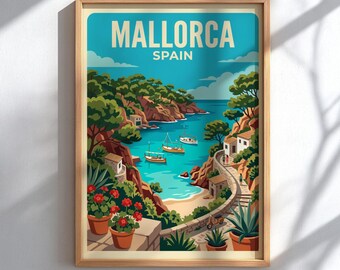 Mallorca Spain Travel Poster - Coastal Mediterranean Wall Art