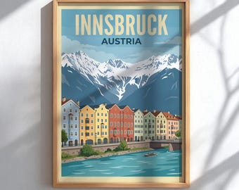 Innsbruck Austria Travel Poster - Alpine City Wall Decor