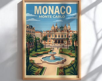 Monaco Monte Carlo Travel Poster - Vintage Riviera Wall Decor