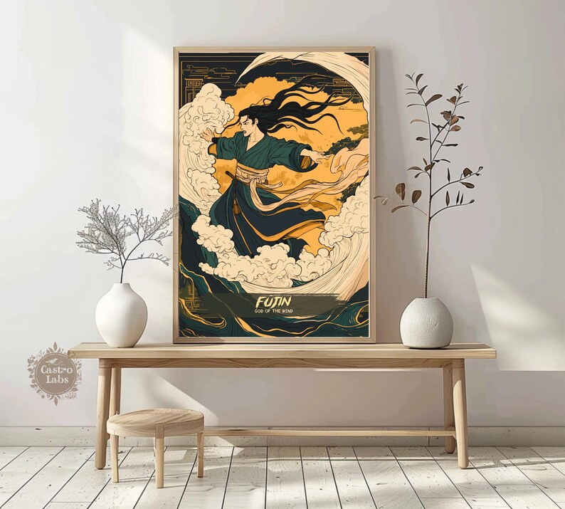 Fujin Print Fujin Japanese Mythology Poster, God of the Wind, Ancient