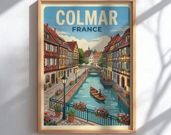 Colmar France Travel Poster - French Canal Wall Art