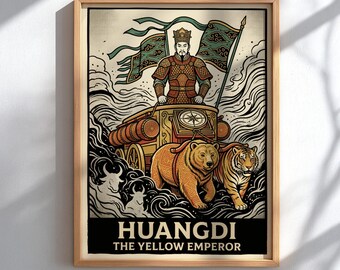 Huangdi The Yellow Emperor Poster, Chinese Legendary Ruler Wall Art, Chinese Mythology Print, Ancestral Decor