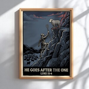 Lost Sheep Poster, Biblical Wall Art, Shepherd Parable Print, Scripture Wall Decor, Bible Story Gift, Biblical Art Lover