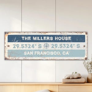 Custom Made Metal Sign for a Beach House, Nautical Coordinates Aluminium Sign, Beachouse Decor, Personalised Aluminium Sign, Metal Wall Art