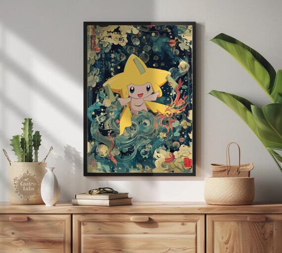 Jirachi Japanese Tapestry Style Pokemon Anime Poster Etsy