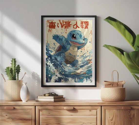 Squirtle Japanese Tapestry Style Pokemon Anime Poster Wall Art for Bedroom and Japanese Home Decor Etsy