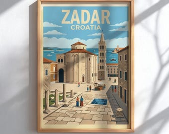 Zadar Croatia Travel Wall Decor - Mediterranean City Poster