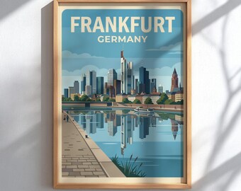 Frankfurt Germany Skyline Poster - Modern Travel Wall Decor