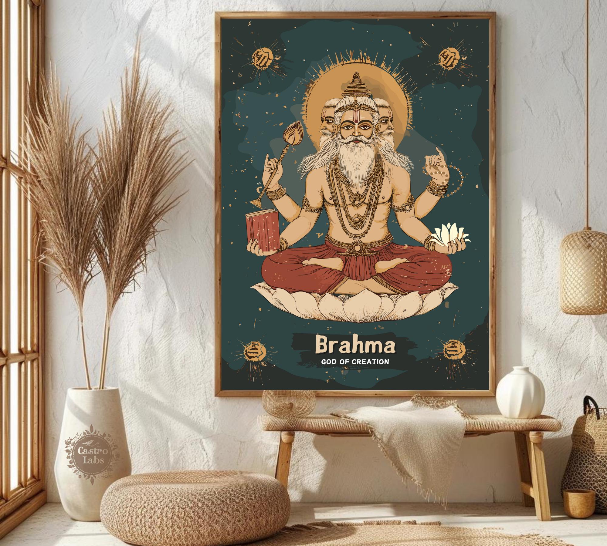 Printed God Brahma Print: Hindu God of Creation, Ancient Mythology Wall Art - Etsy