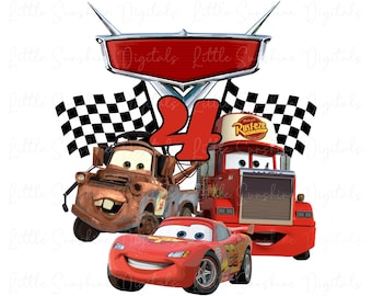 PNG digitaler Download, Autos Geburtstag PNG svg, Autos Shirt PNG, Jungen Geburtstag svg, 4. Geburtstag oben, Png Cars Sublimation Design