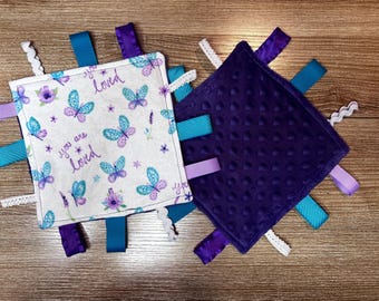 Zabawka-gryzak w kształcie motyla, ręcznie robiona sensoryczna zabawka materiałowa