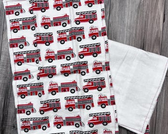 Firetruck Handmade Nursery Flannel Burp Cloth