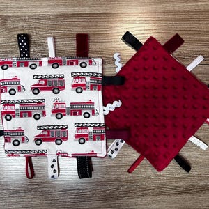 Firetrucks Baby Crinkle Toy, Soft Cloth Sensory Toy for Infants, Perfect Newborn Gift, Handmade