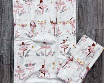 Ballerina Handmade Nursery Flannel Burp Cloth