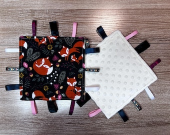 Fox Baby Crinkle Tag Toy, Sensory Cloth Toy