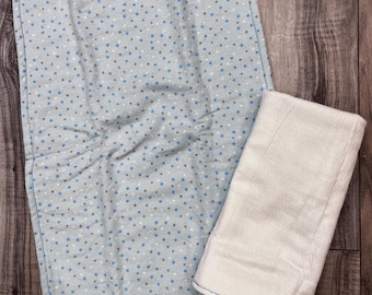 Blue dots Handmade Nursery Flannel Burp Cloth
