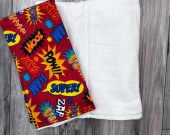 Superheroes Handmade Nursery Flannel Burp Cloth