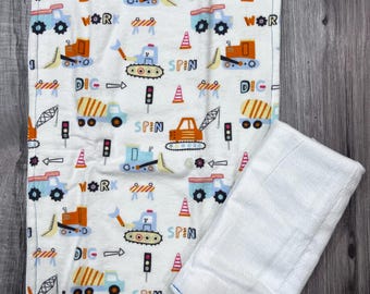 Construction Handmade Nursery Flannel Burp Cloth