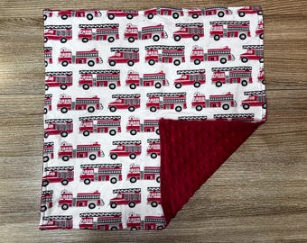 Flanel Lovey brandweerwagen, zachte minky-beveiligingsdeken