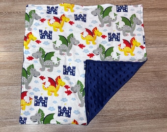 Dragon Lovey, flanel en minky baby-veiligheidsdeken