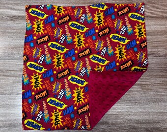 Superhero Lovey, zachte flanellen minky-veiligheidsdeken, handgemaakt