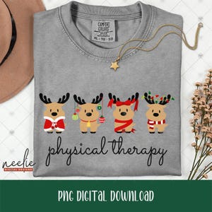 PT Physical Therapy Christmas png - Reindeer Design for Physical Therapist PTA DPT Holiday Shirt Sublimination