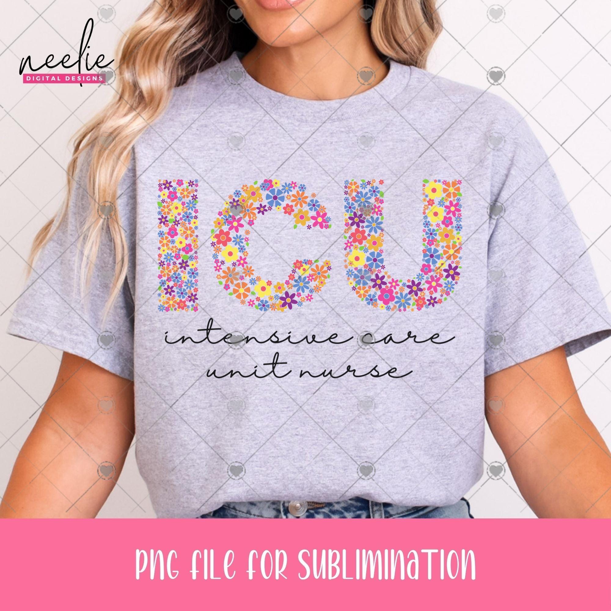 ICU Flower Letters PNG File, Retro Floral Letter Design for Intensive ...