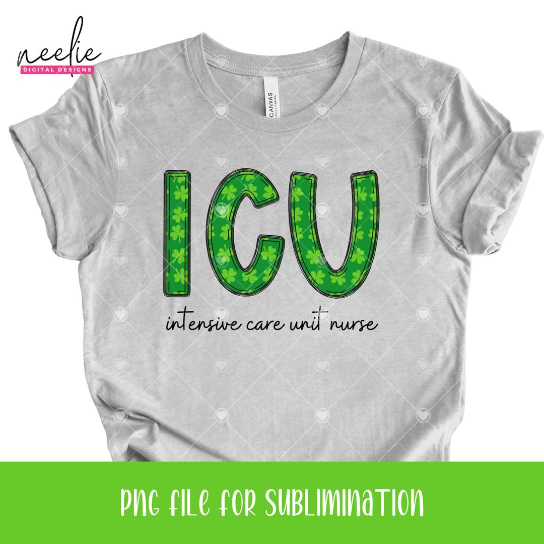 ICU Nurse St. Patricks’ Day Doodle Letters PNG File, Shamrock Four-leaf ...