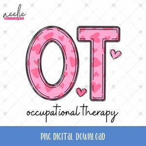 Archivo PNG del Día de San Valentín para asistentes de terapia ocupacional, diseño de letras con garabatos y patrones de corazones para sublimación de asistentes de terapia ocupacional OTD