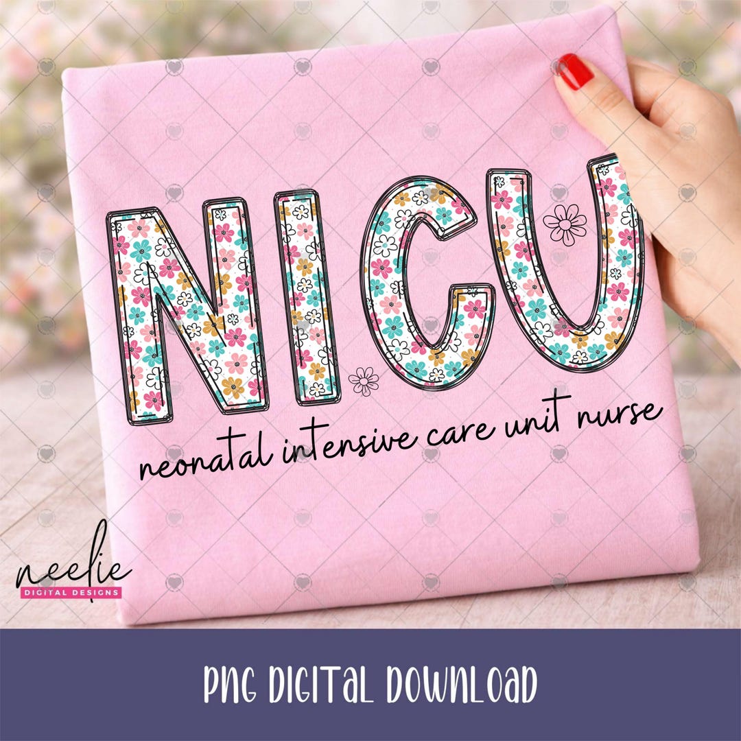 Critical Care Lettering NICU Boho Floral Letters PNG File, Retro Flower Doodle Letter Design ...
