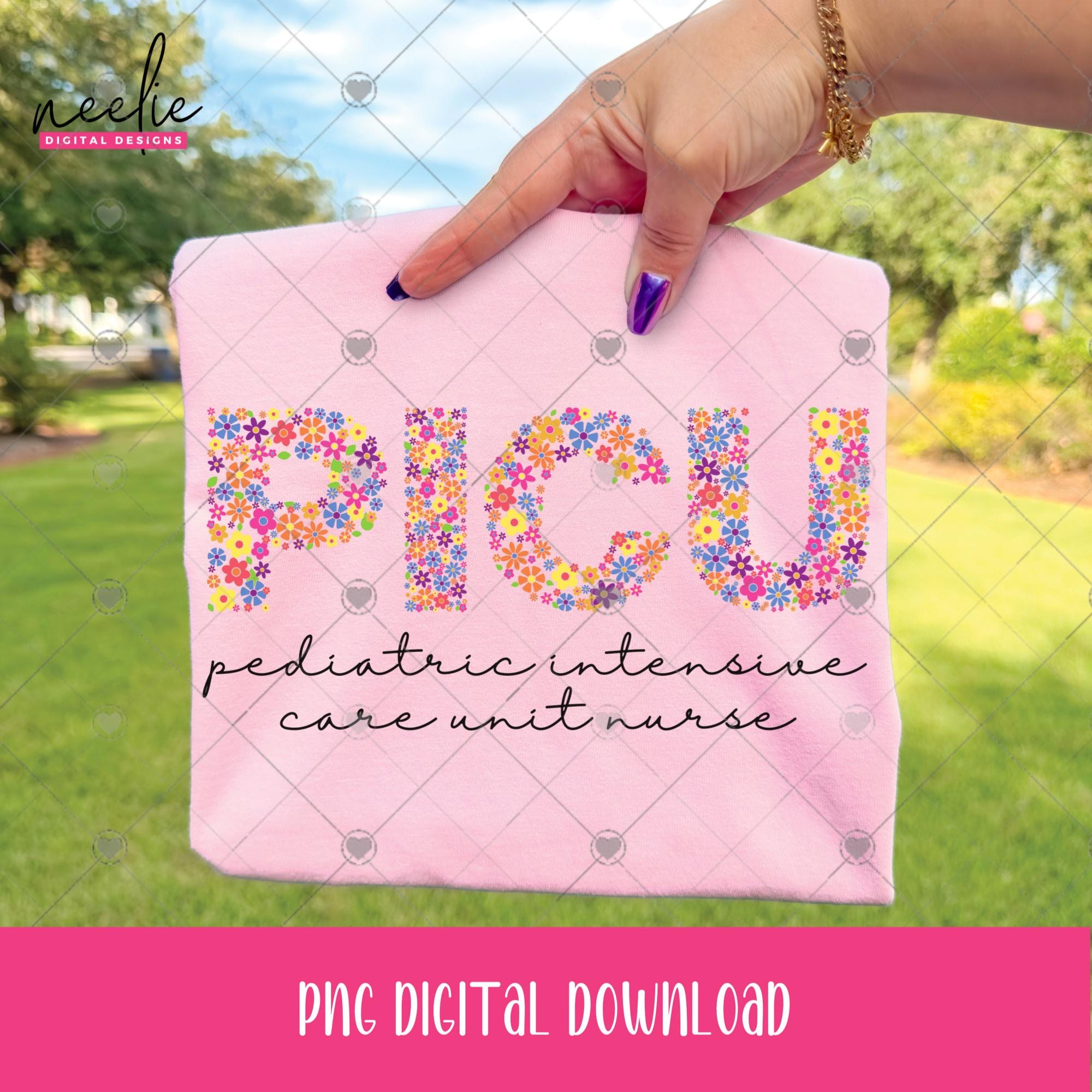 Critical Care Lettering PICU Flower Letters PNG File, Retro Floral Letters for Pediatric ...