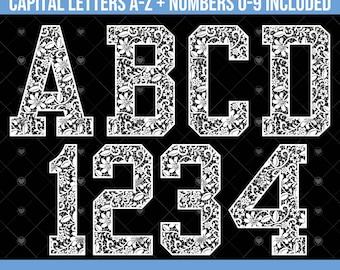 Lettres universitaires en dentelle blanche à la mode, ensemble de lettres de l'alphabet floral rétro et des chiffres pour le sport universitaire, fichiers PNG